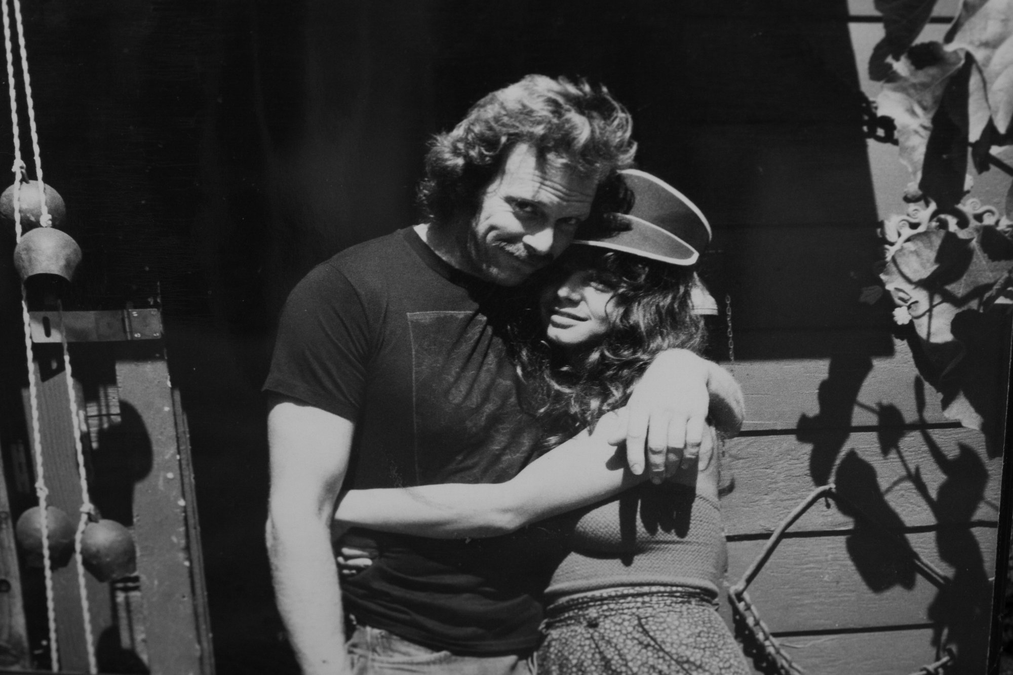 Thad with his wife, Miriam, in front of the Woody Shack, where their first-born son, Benar Geer, was conceived.